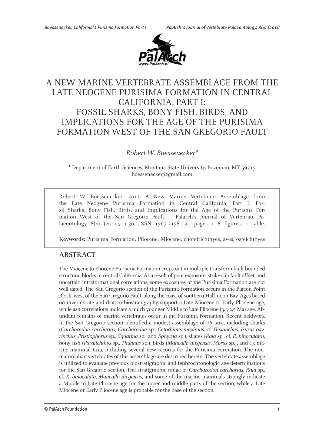 A New Marine Vertebrate Assemblage from the Late