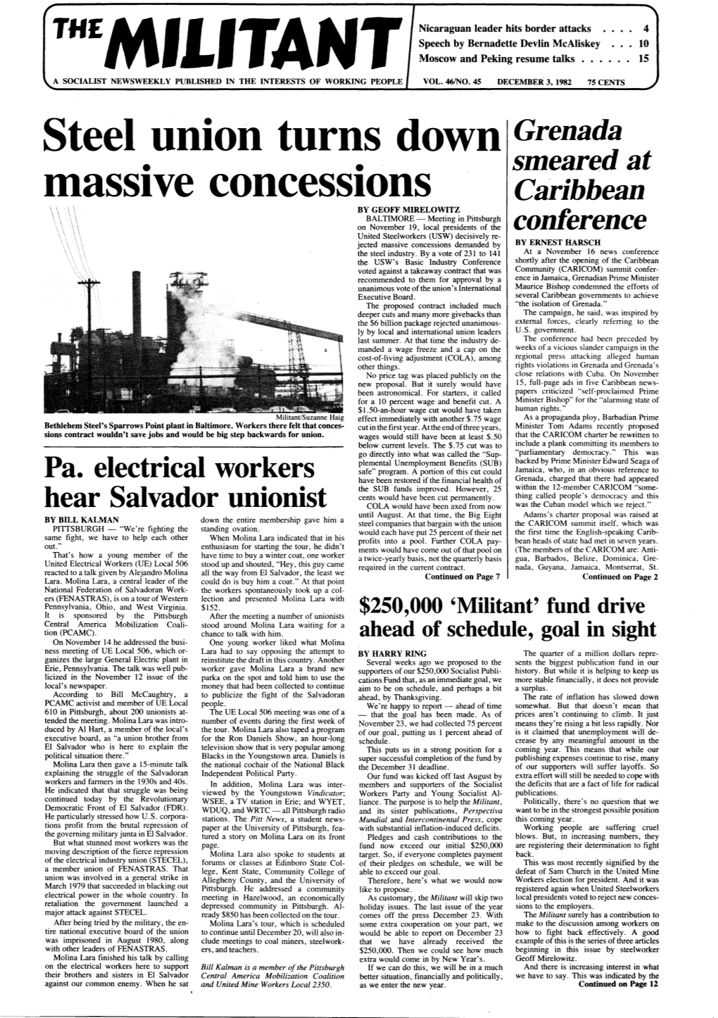 Steel Union Turns Down Grenada Massive Concessions