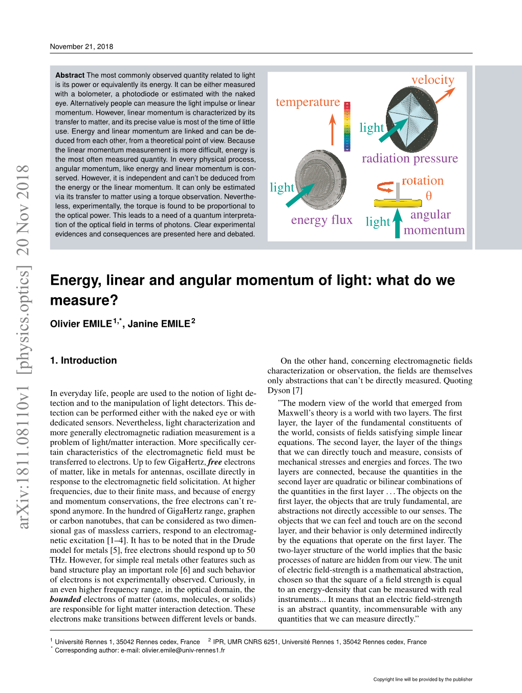 Arxiv:1811.08110V1 [Physics.Optics] 20 Nov 2018