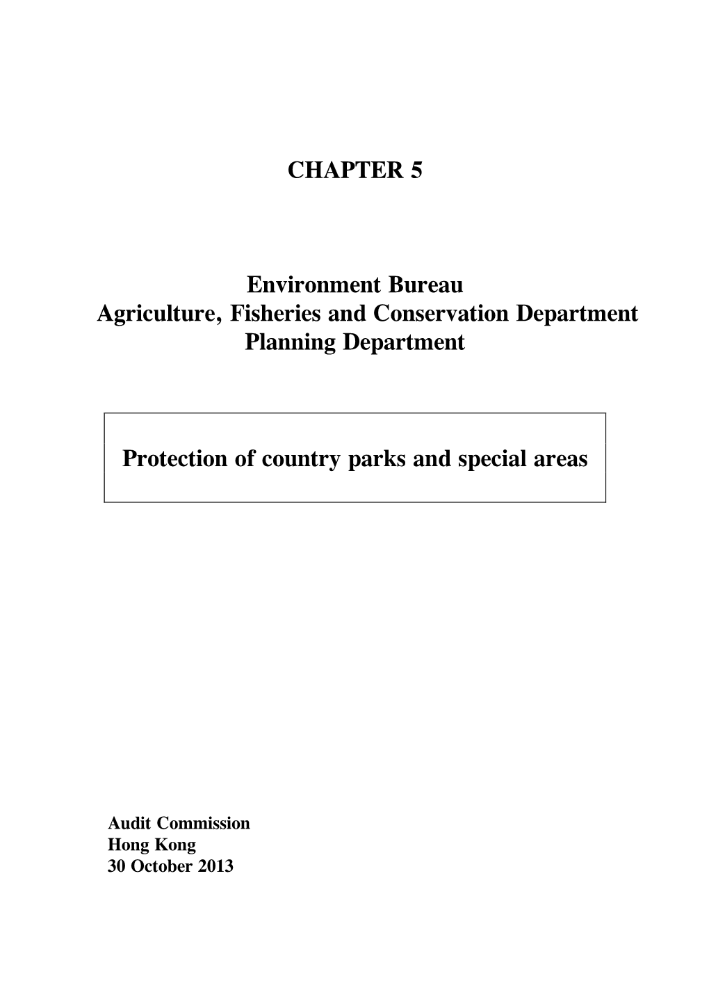 CHAPTER 5 Environment Bureau Agriculture, Fisheries And