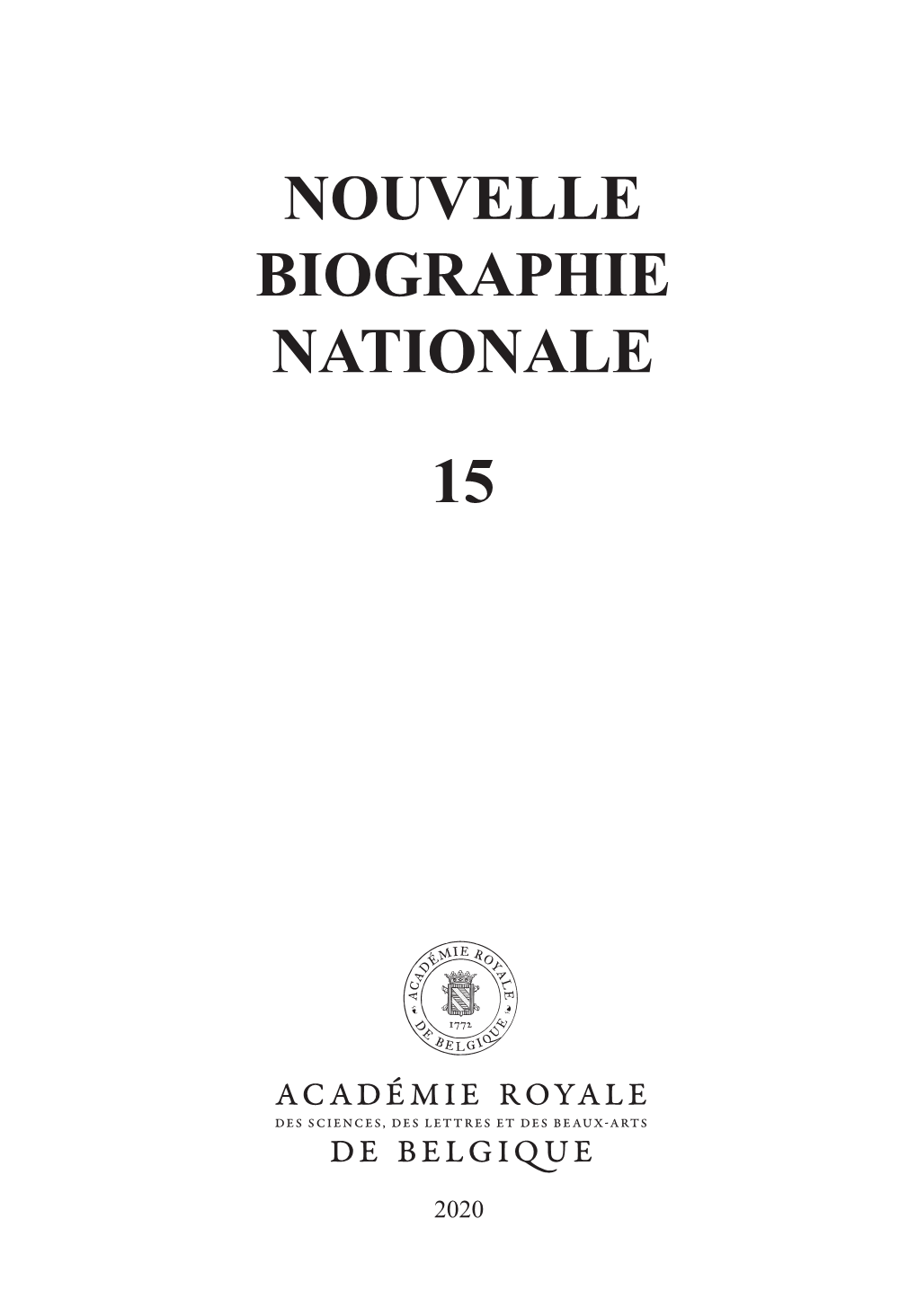 Nouvelle Biographie Nationale 15