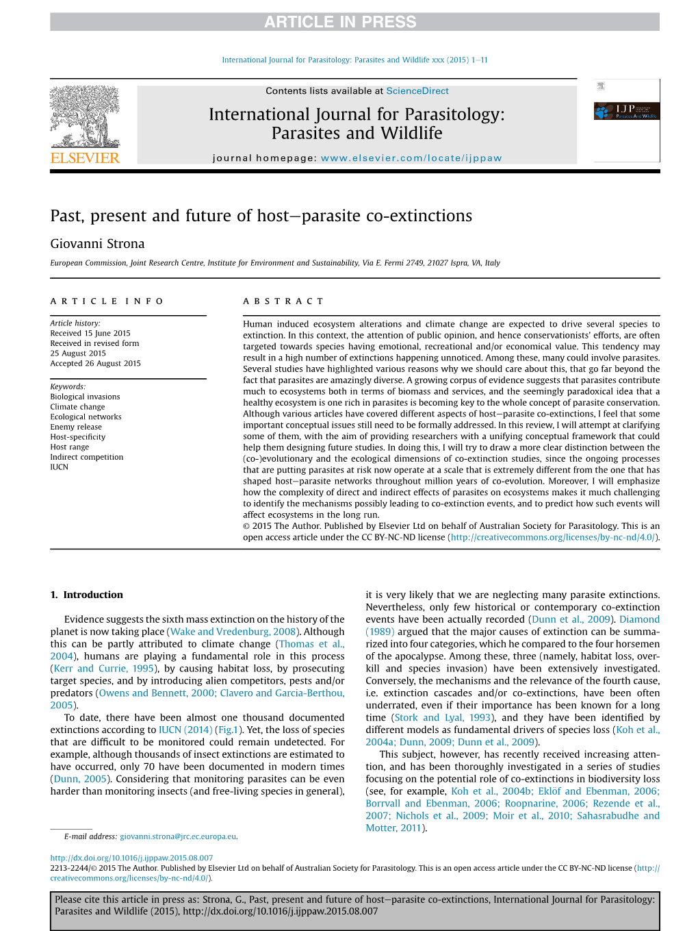 Past, Present and Future of Host-Parasite Co-Extinctions