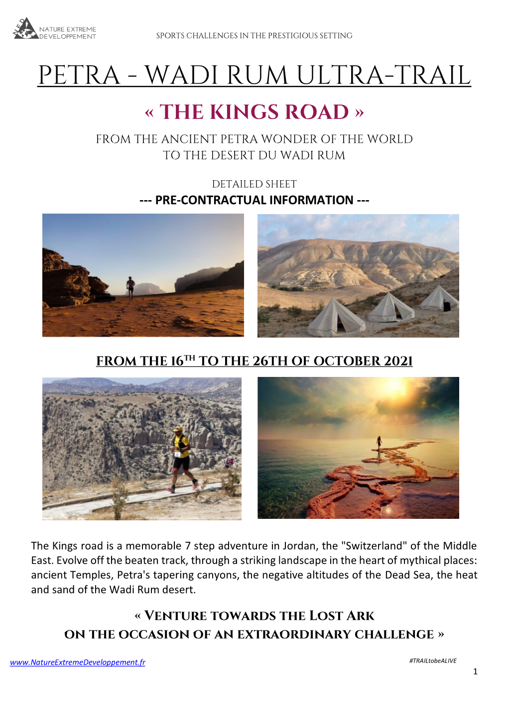 Petra - Wadi Rum Ultra-Trail « the Kings Road » from the Ancient Petra Wonder of the World to the Desert Du Wadi Rum