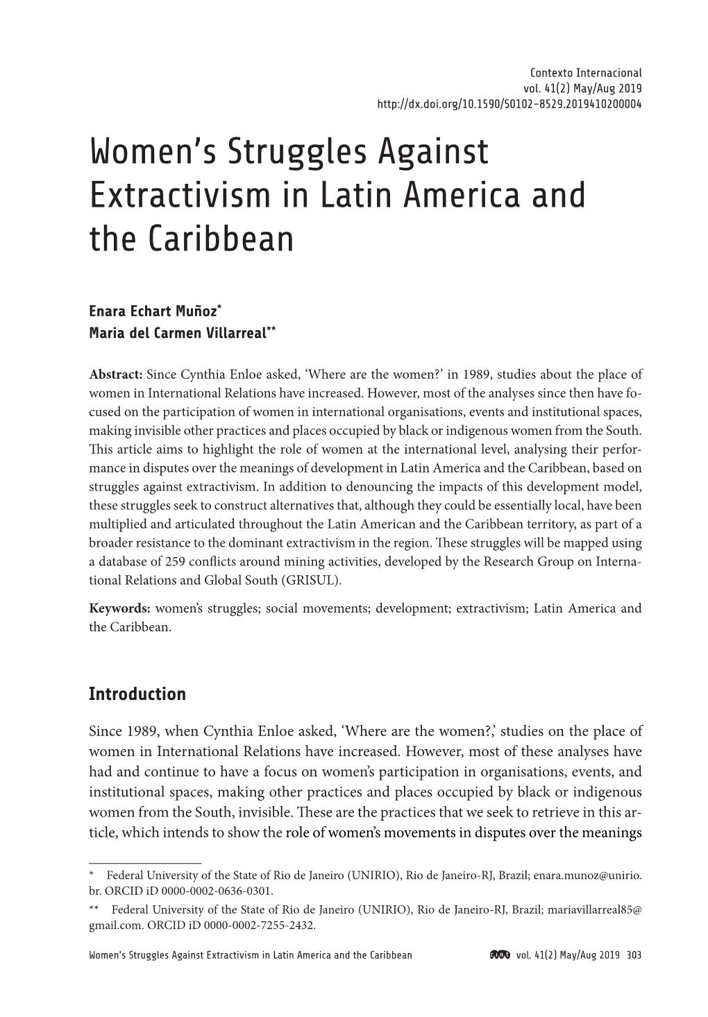 Women's Struggles Against Extractivism in Latin America And