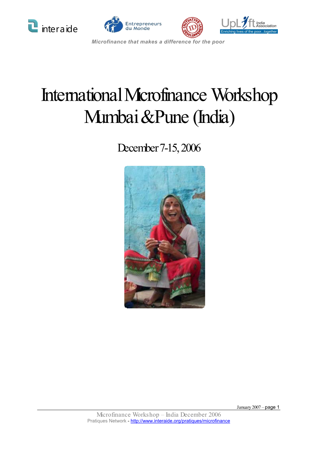 International Microfinance Workshop Mumbai & Pune (India)