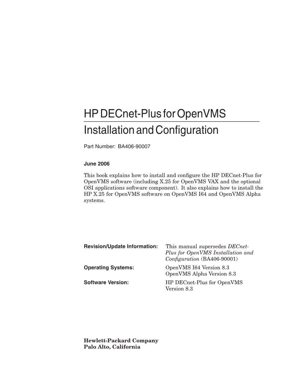 HP Decnet-Plus for Openvms Installation and Configuration