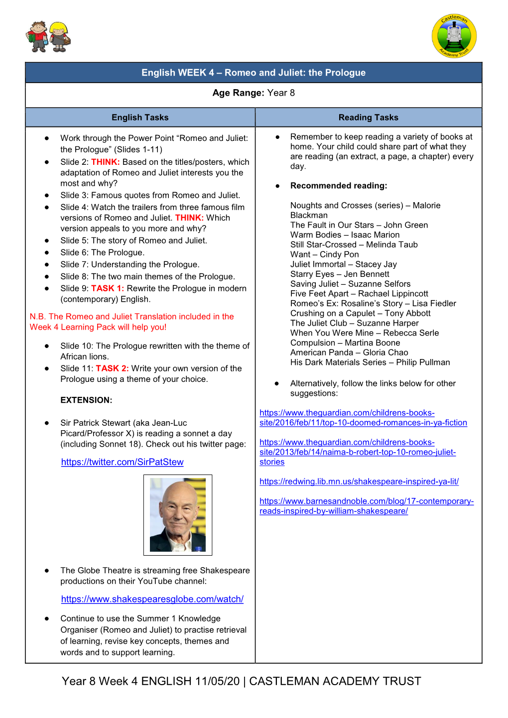 Year 8 Week 4 ENGLISH 11/05/20 | CASTLEMAN ACADEMY TRUST Spellings Writing Tasks