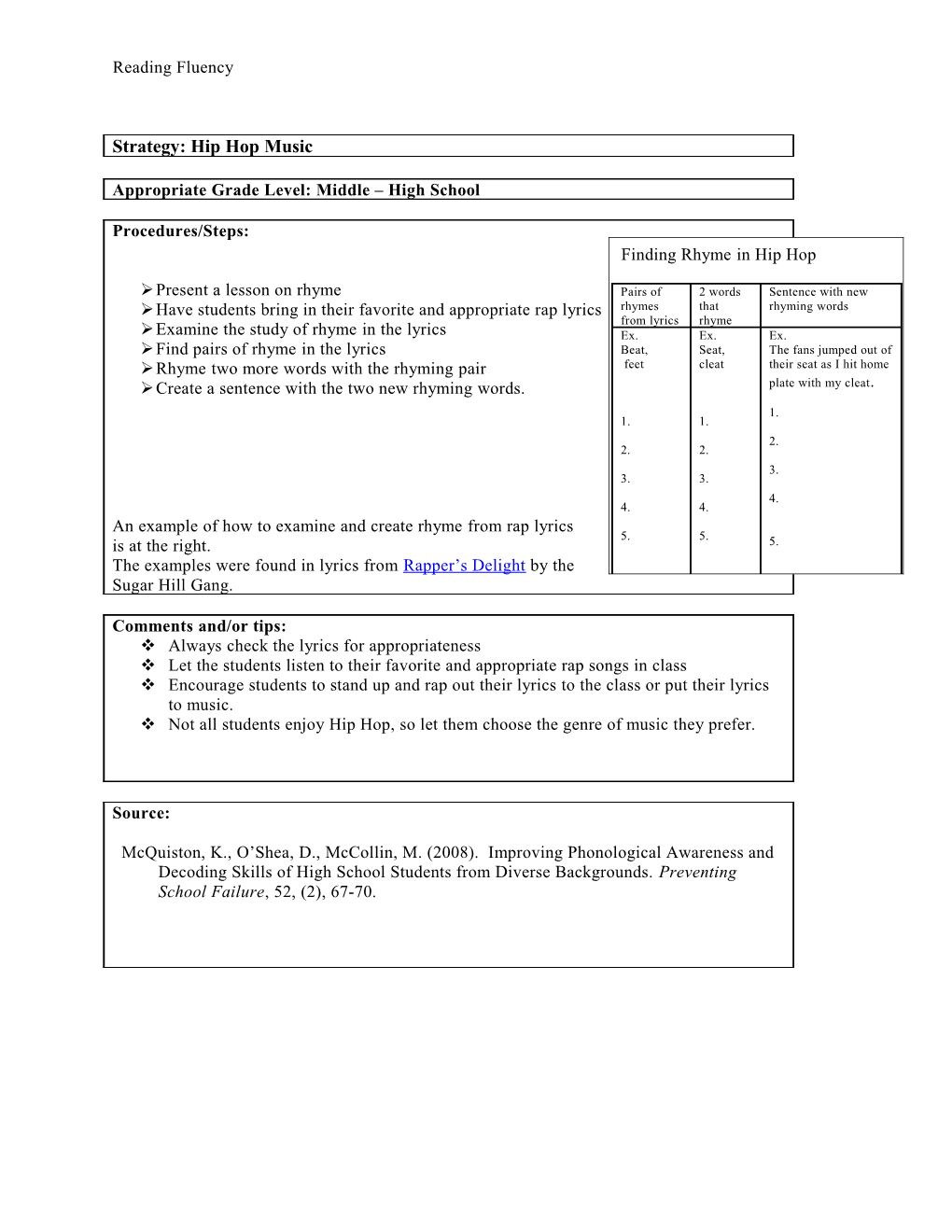 Reading Fluency