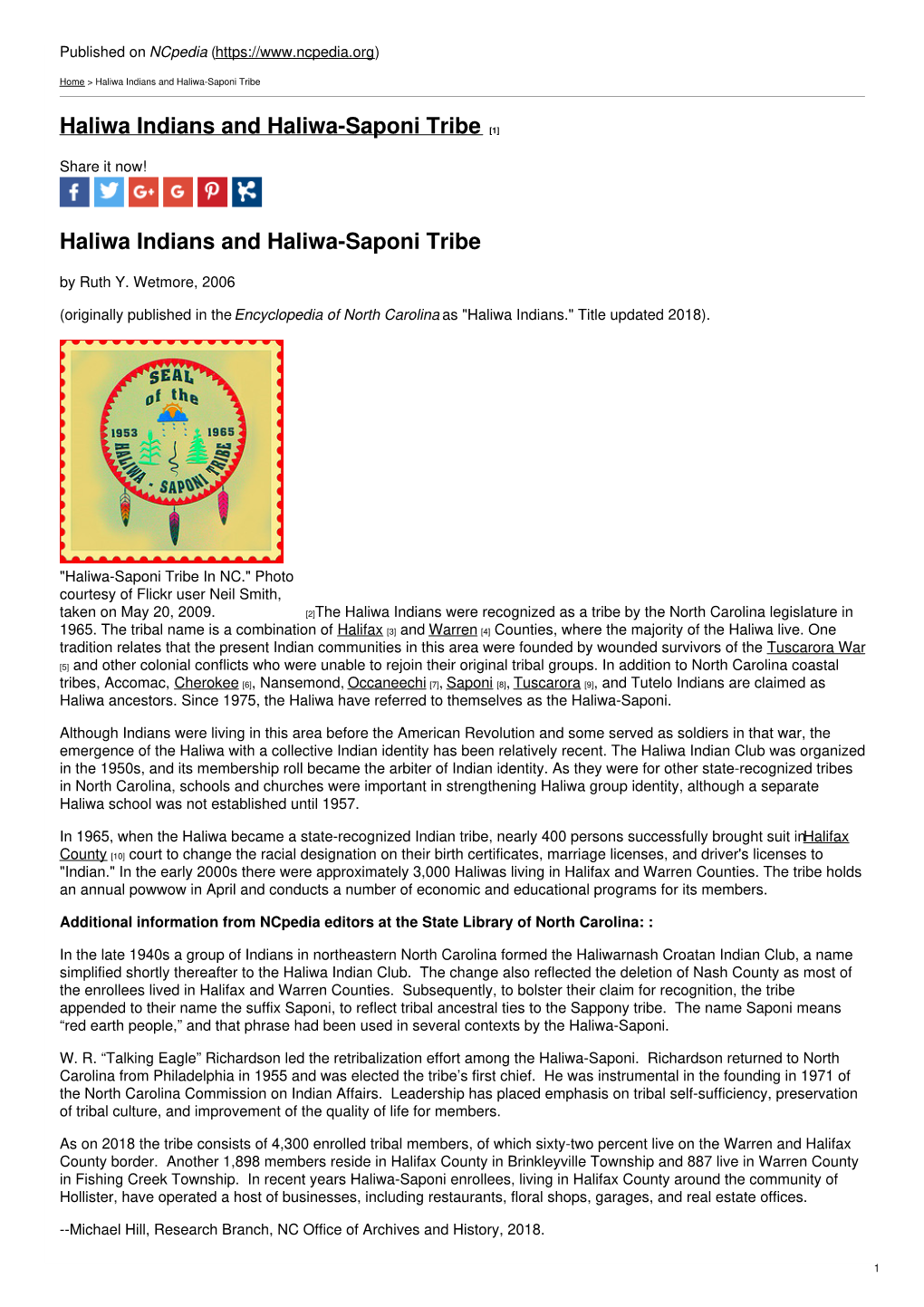 Haliwa Indians and Haliwa-Saponi Tribe