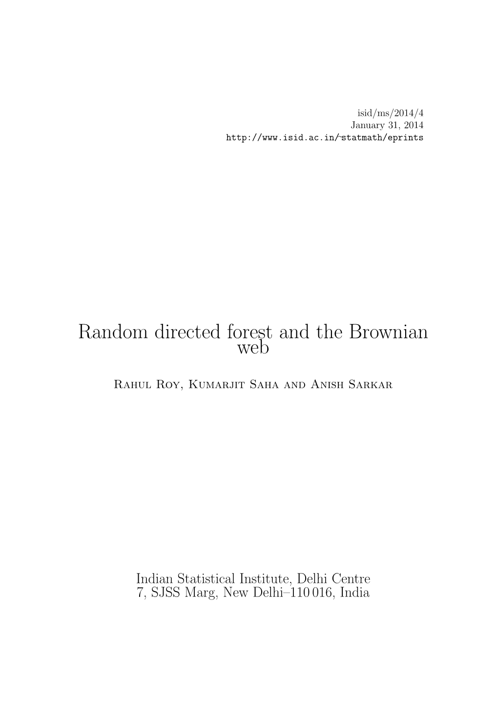 Random Directed Forest and the Brownian Web