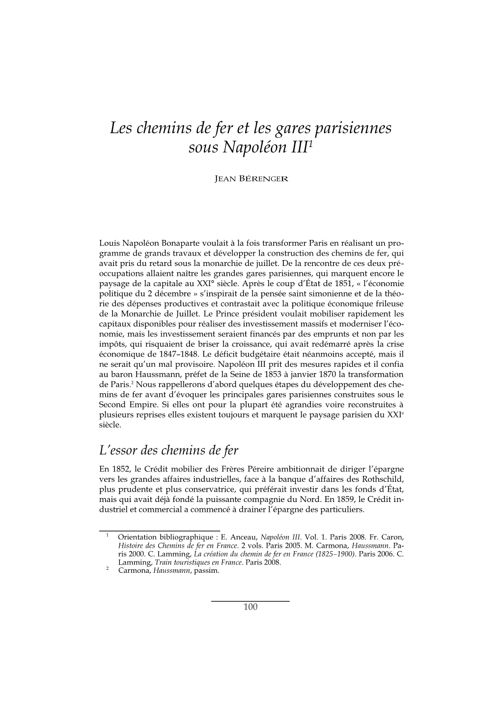 Les Chemins De Fer Et Les Gares Parisiennes Sous Napoléon III1