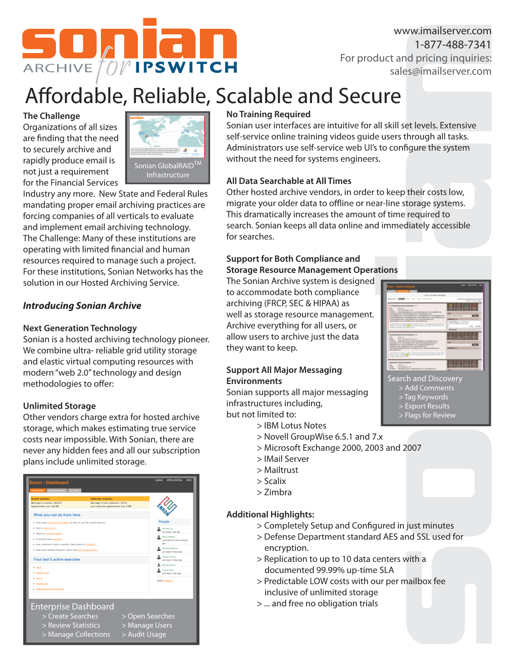 Sonian Hosted Email Archiving Datasheet