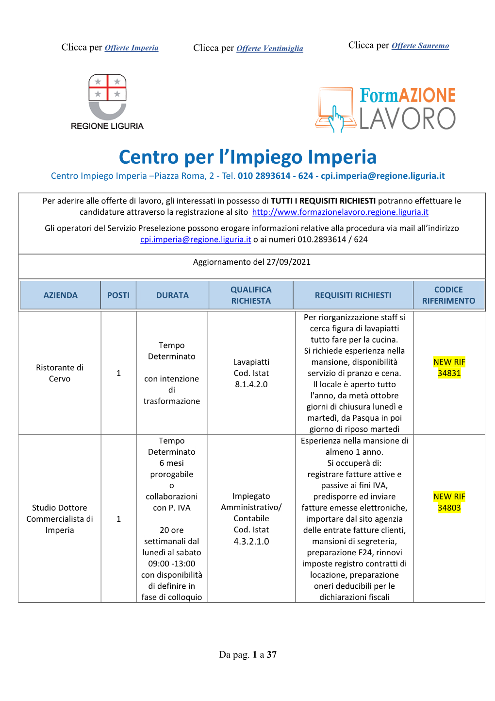 Centro Per L'impiego Imperia