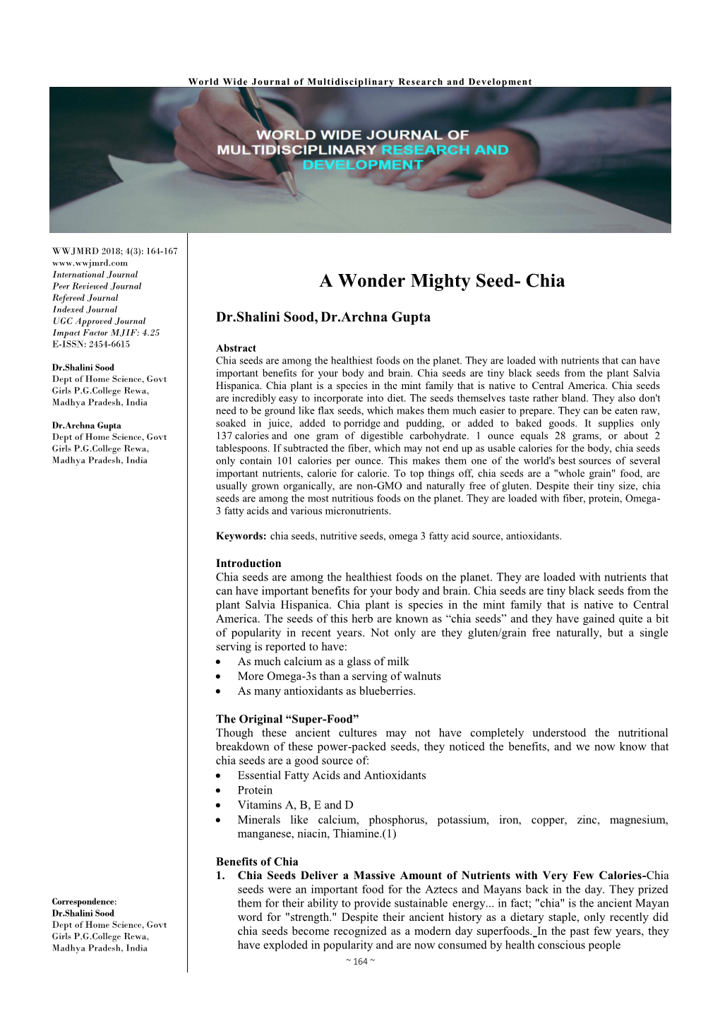 A Wonder Mighty Seed- Chia