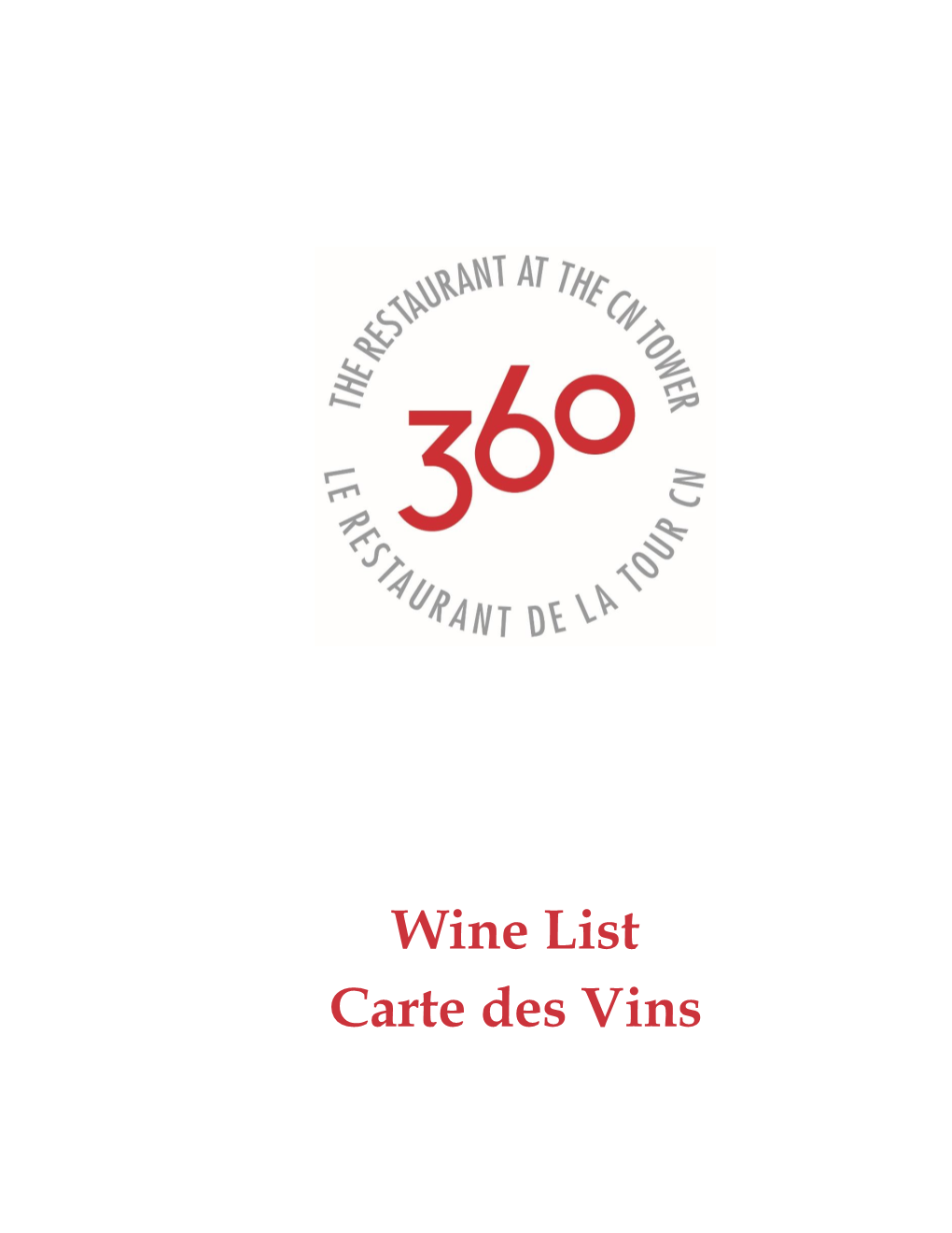 Wine List Carte Des Vins