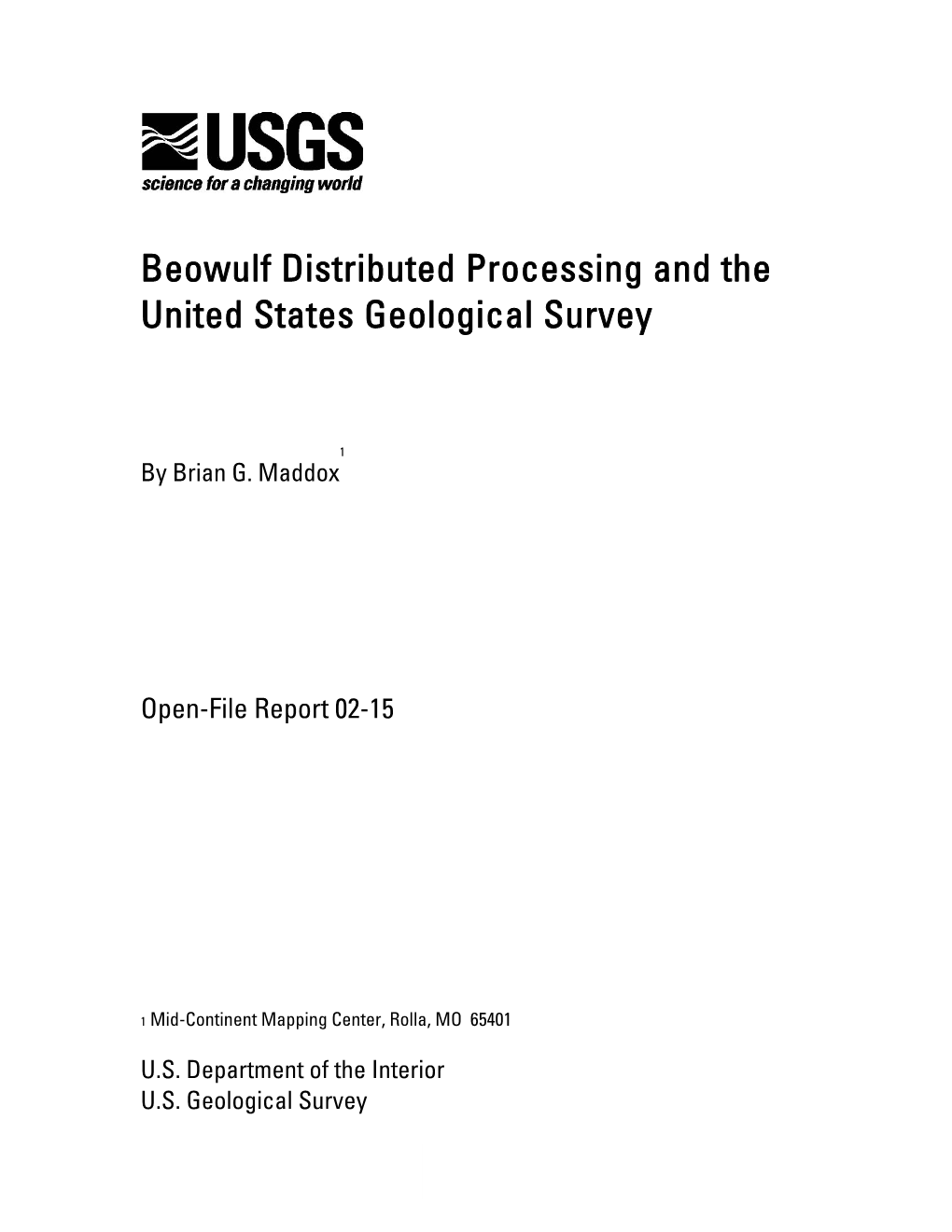 Beowulf Distributed Processing and the United States Geological Survey