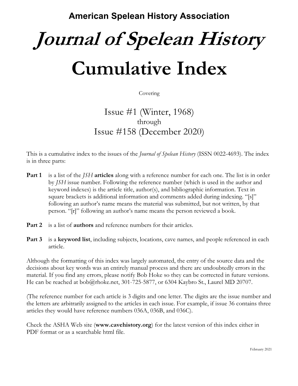 Cumulative Index in PDF Format