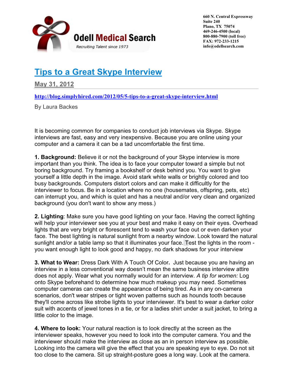 5 Tips to a Great Skype Interview