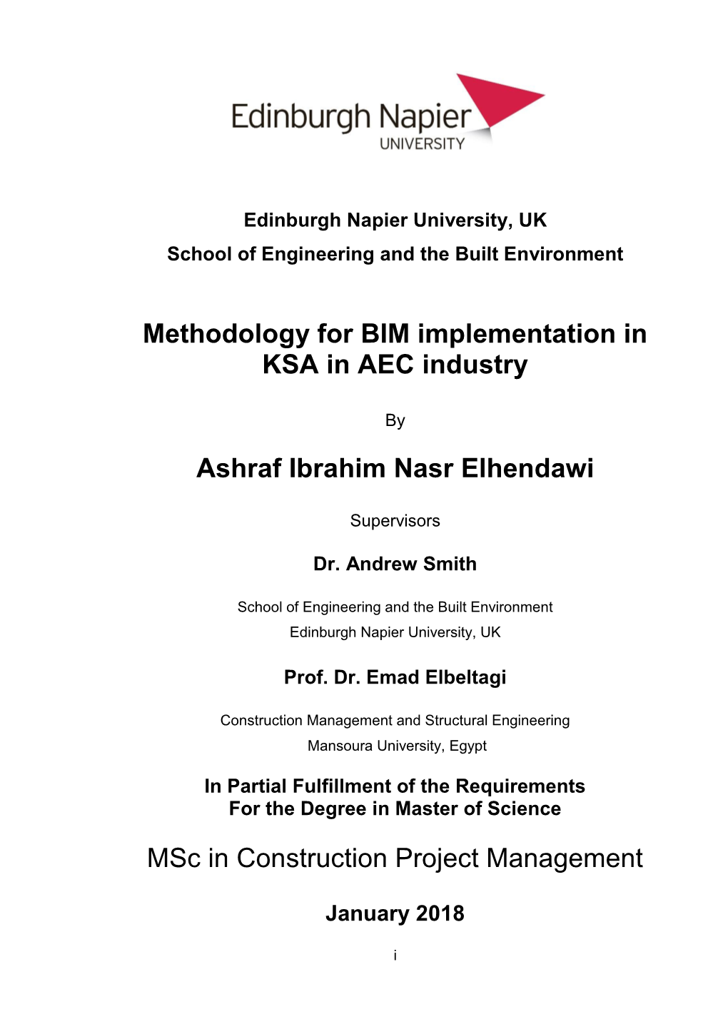 Methodology for BIM Implementation in KSA in AEC Industry