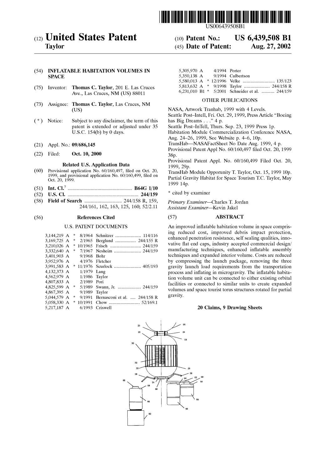 (12) United States Patent (10) Patent No.: US 6,439,508 B1 Taylor (45) Date of Patent: Aug