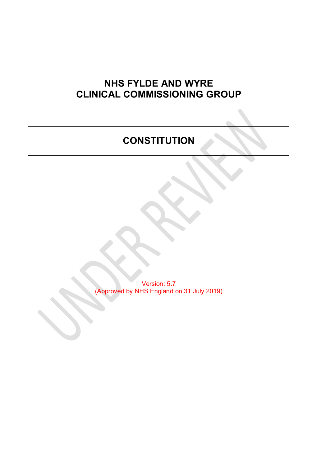 NHS Fylde and Wyre CCG Constitution