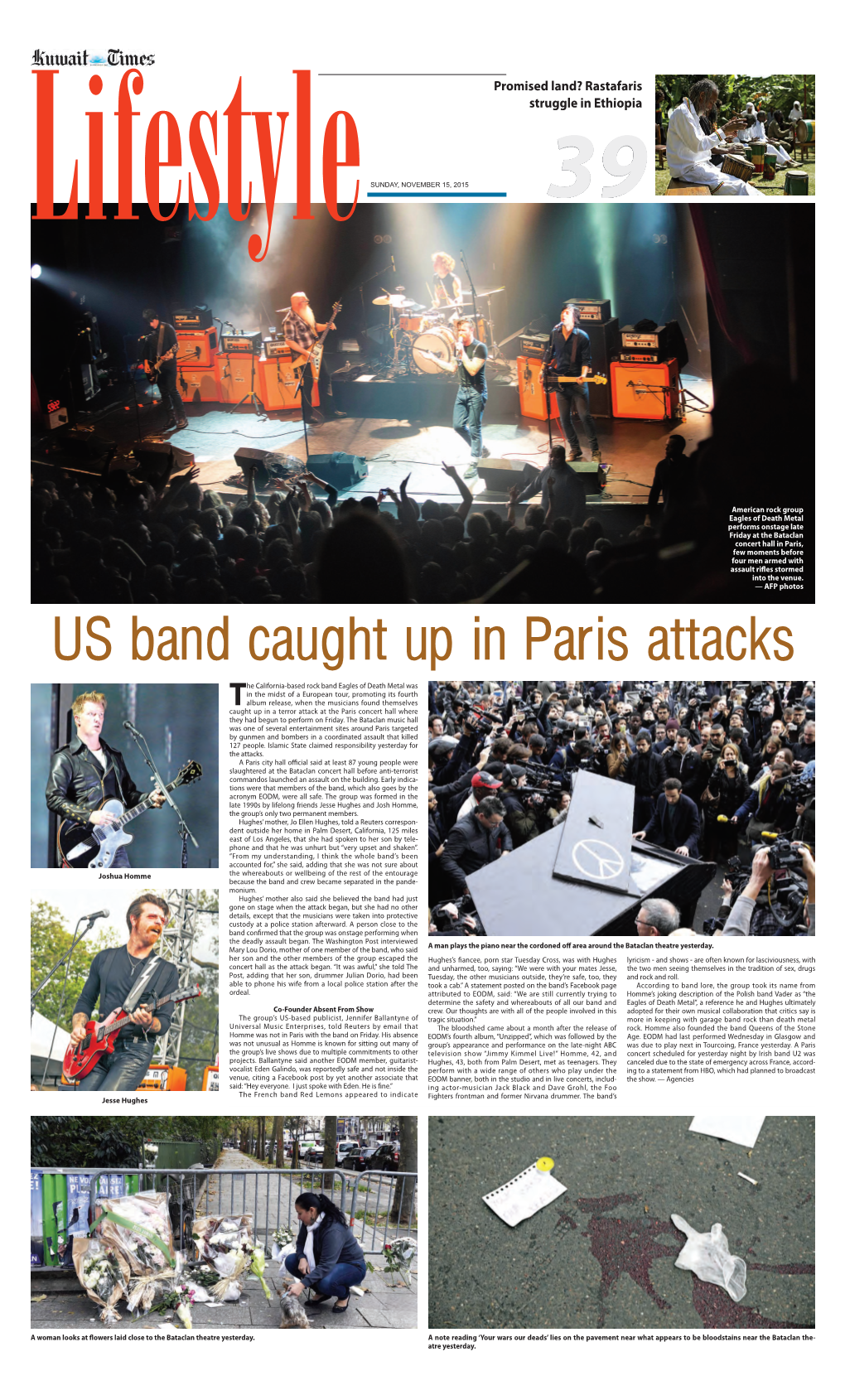 US Band Caught up in Paris Attacks