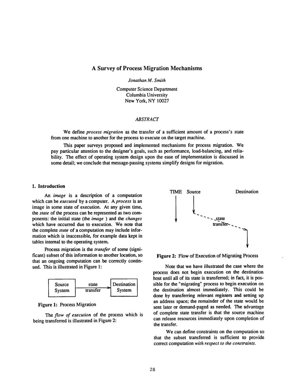 A Survey of Process Migration Mechanisms