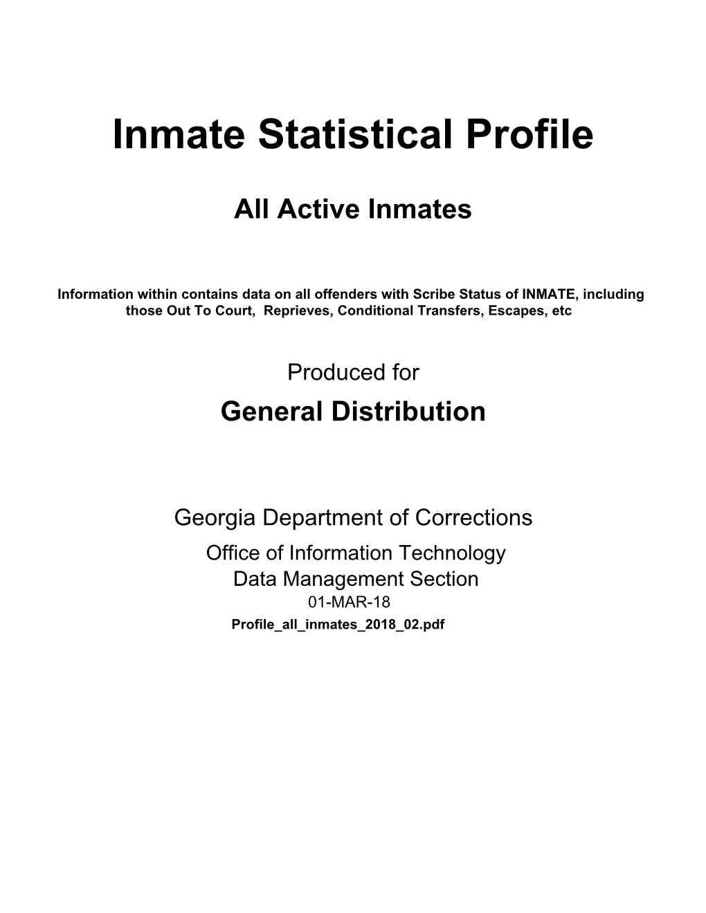 Inmate Statistical Profile