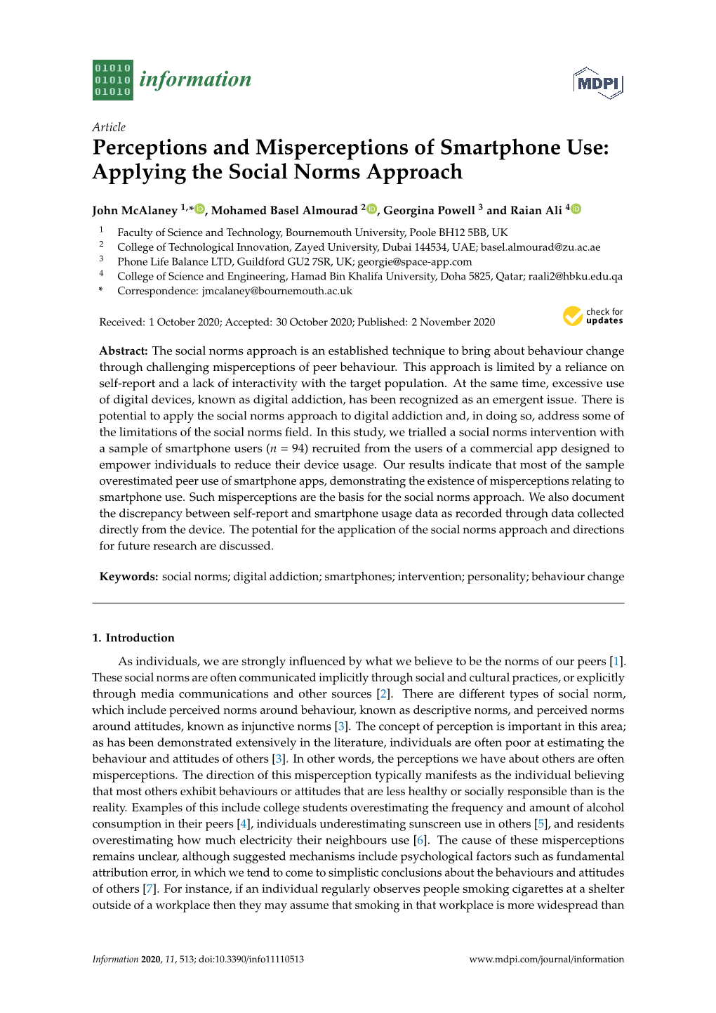 Perceptions and Misperceptions of Smartphone Use: Applying the Social Norms Approach