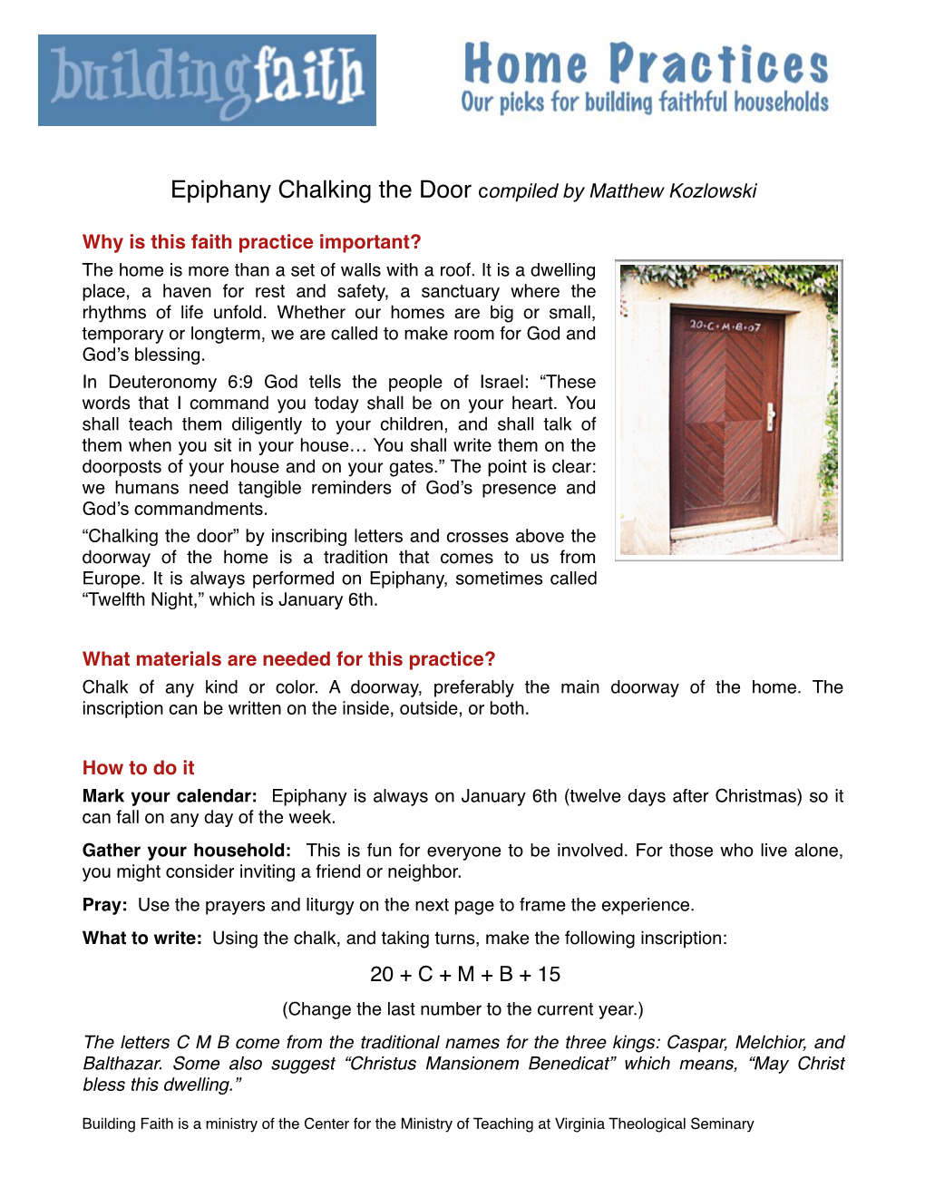 Chalking the Door Compiled by Matthew Kozlowski