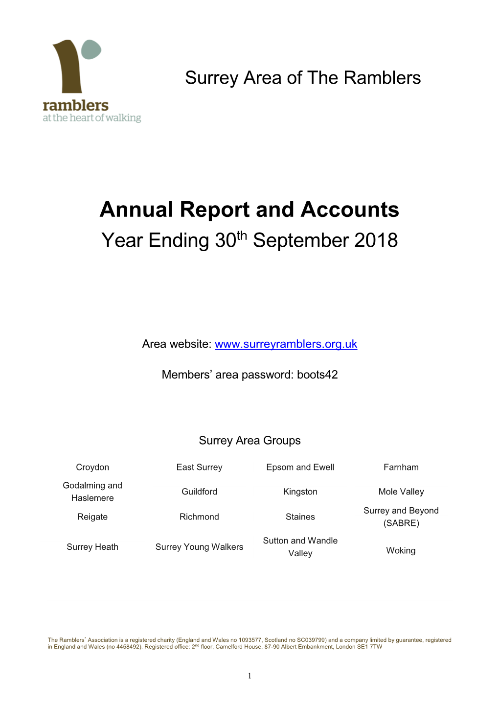 Annual Report and Accounts Year Ending 30Th September 2018