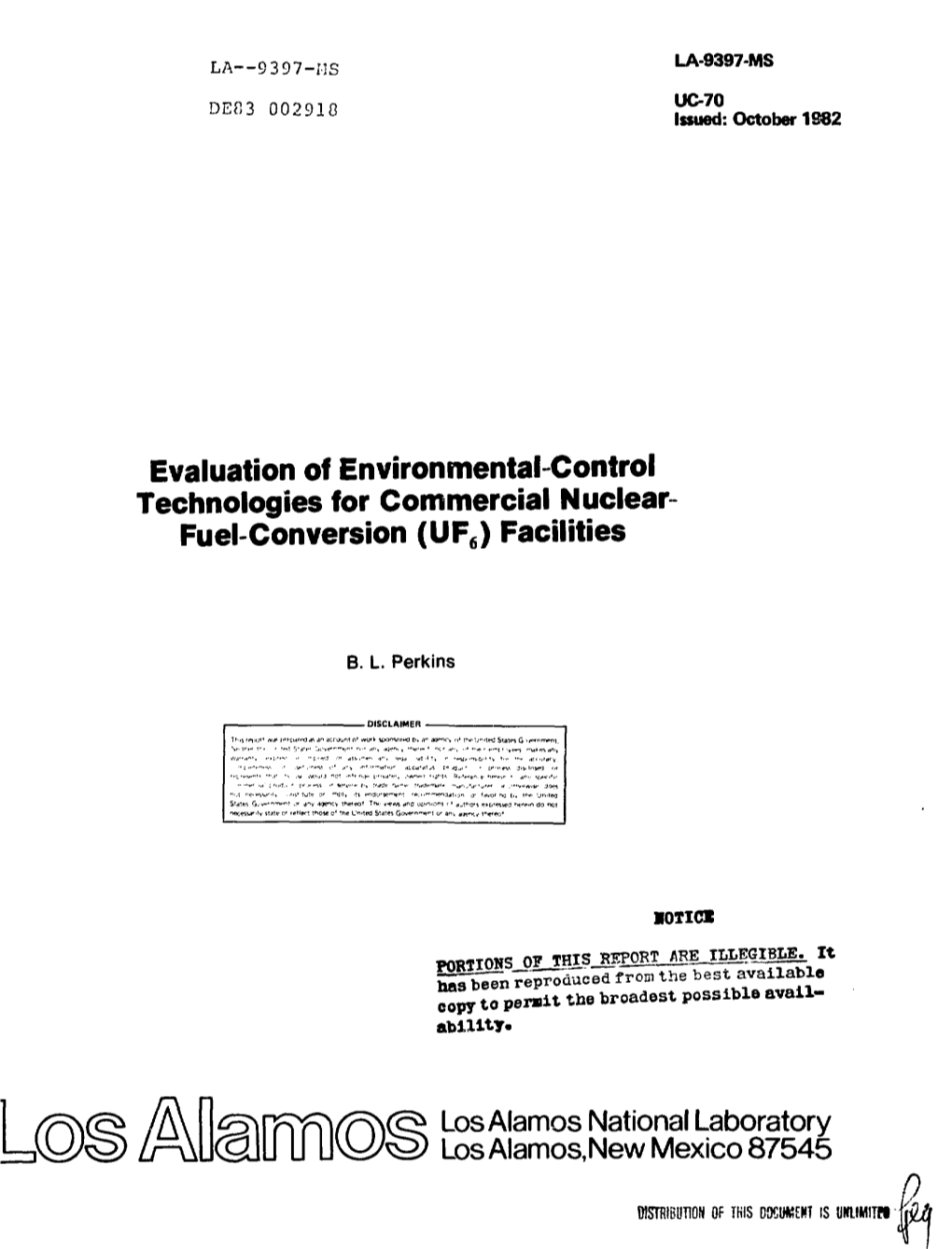 Evaluation of Environmental-Control Technologies for Commercial Nuclear- Fuel-Conversion (UF6) Facilities