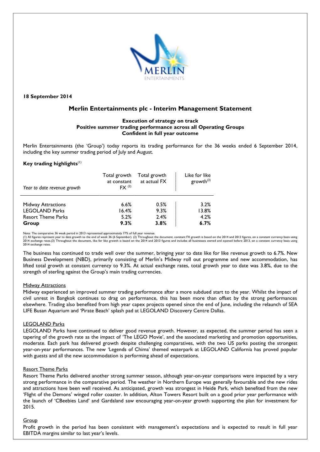 Interim Management Statement