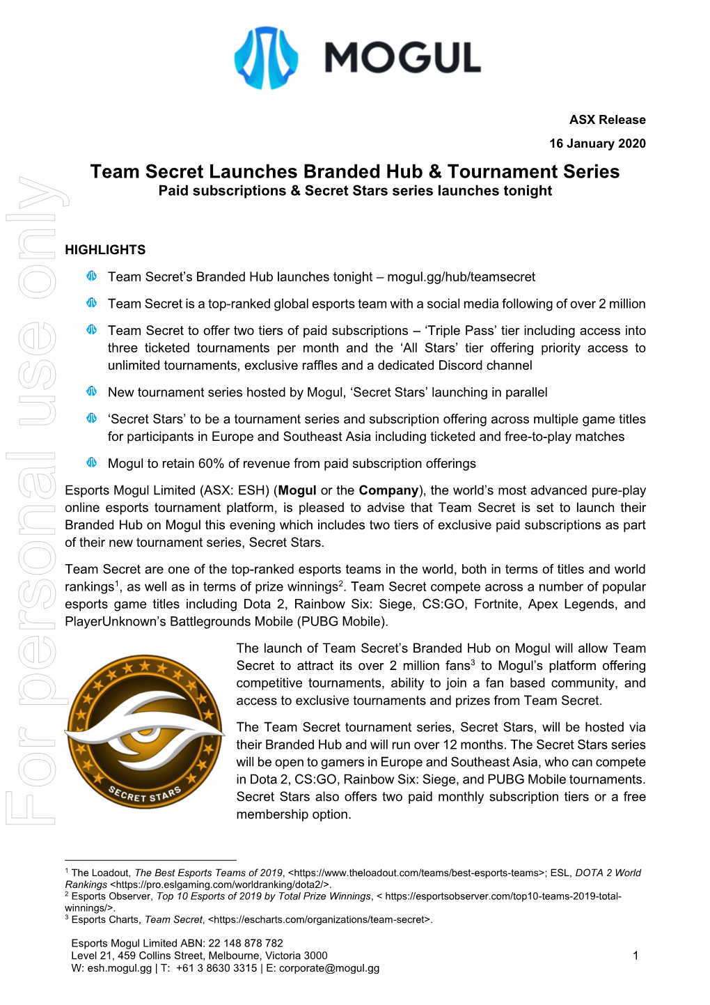 Team Secret Launches Branded Hub & Tournament Series