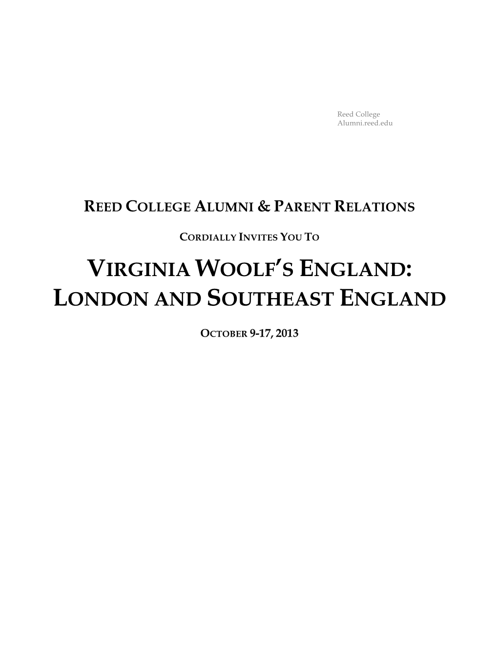 Virginia Woolf Tour Itinerary Jay Rt