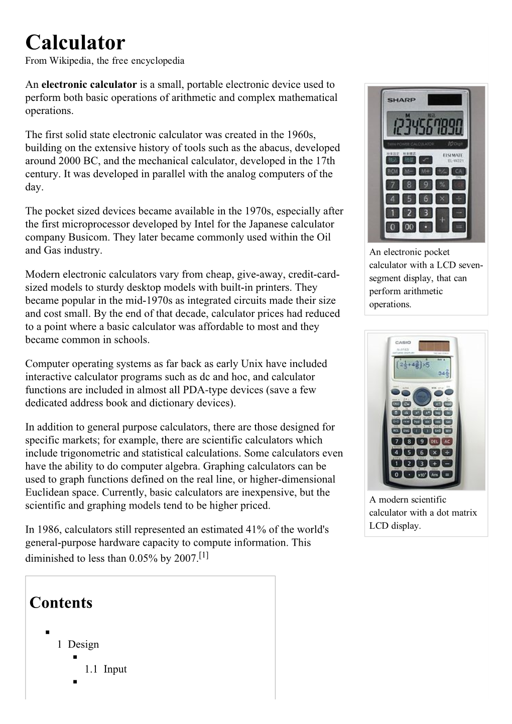 Calculator from Wikipedia, the Free Encyclopedia