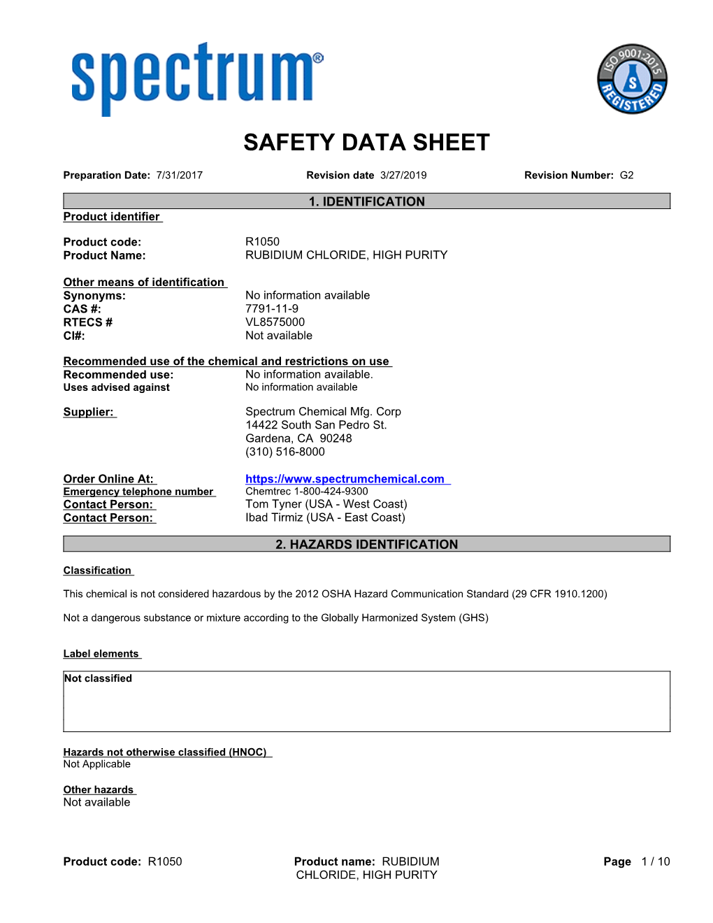 Safety Data Sheet