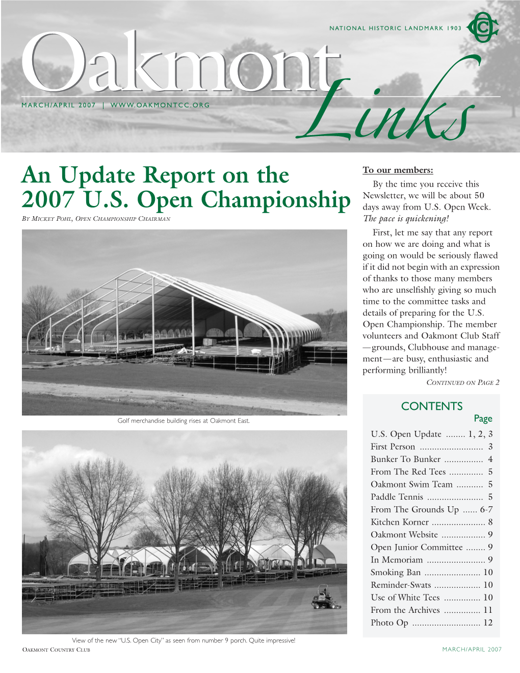 An Update Report on the 2007 U.S. Open Championship