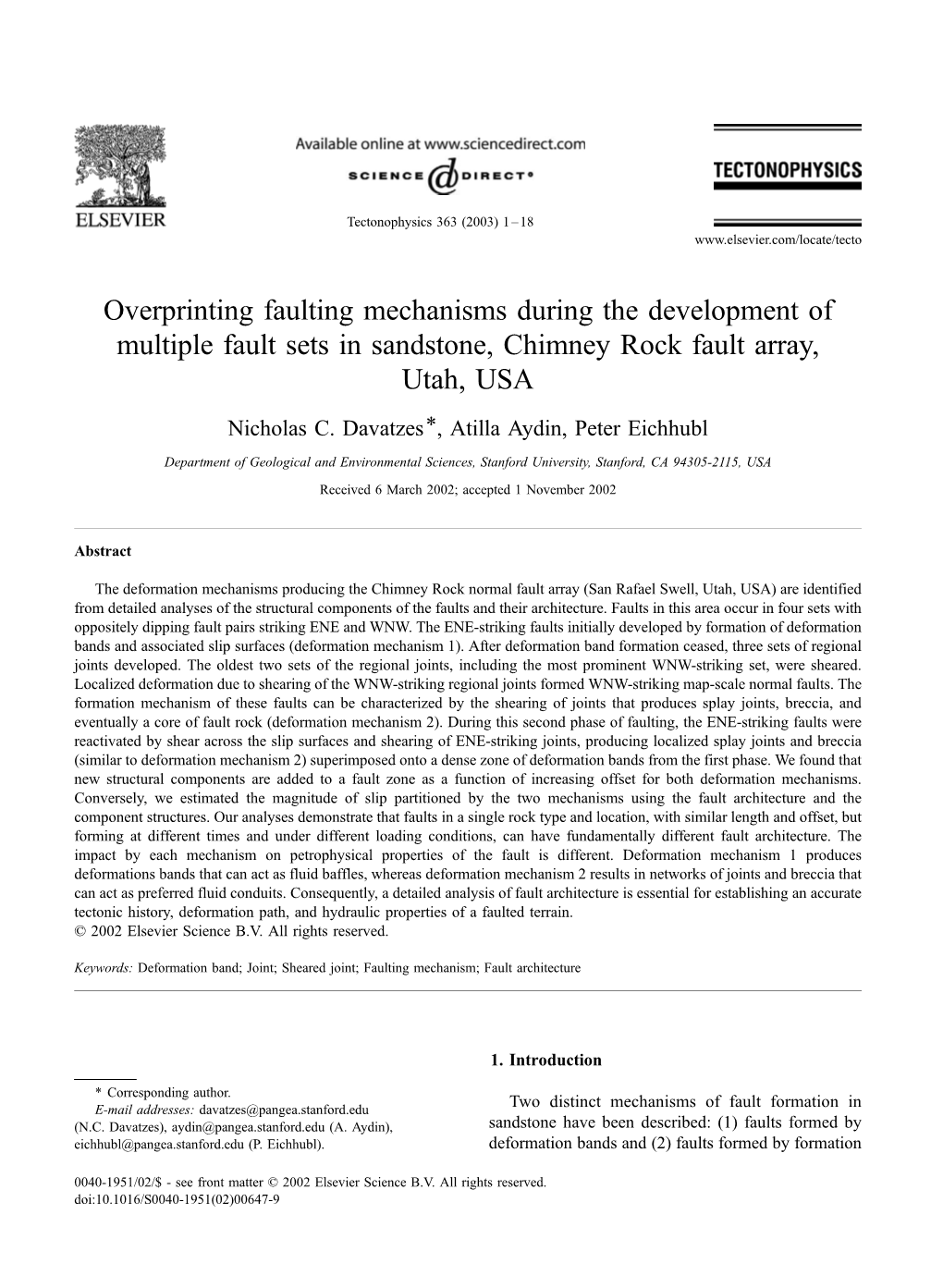 Overprinting Faulting Mechanisms During the Development of Multiple Fault Sets in Sandstone, Chimney Rock Fault Array, Utah, USA