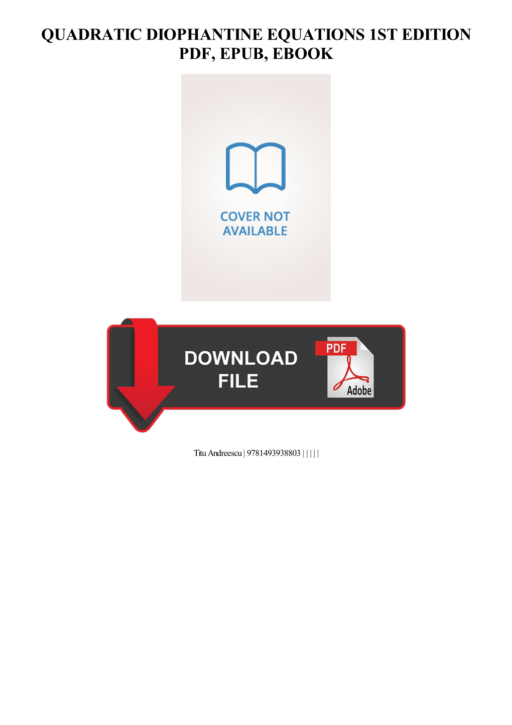 Ebook Download Quadratic Diophantine Equations 1St Edition Ebook, Epub