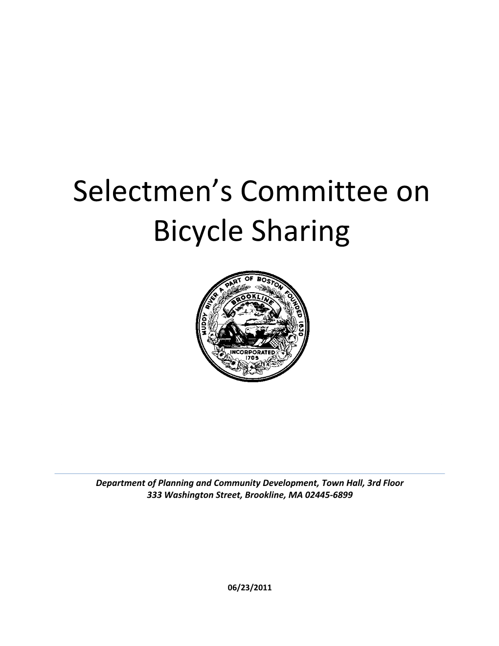 Selectmen's Committee on Bicycle Sharing