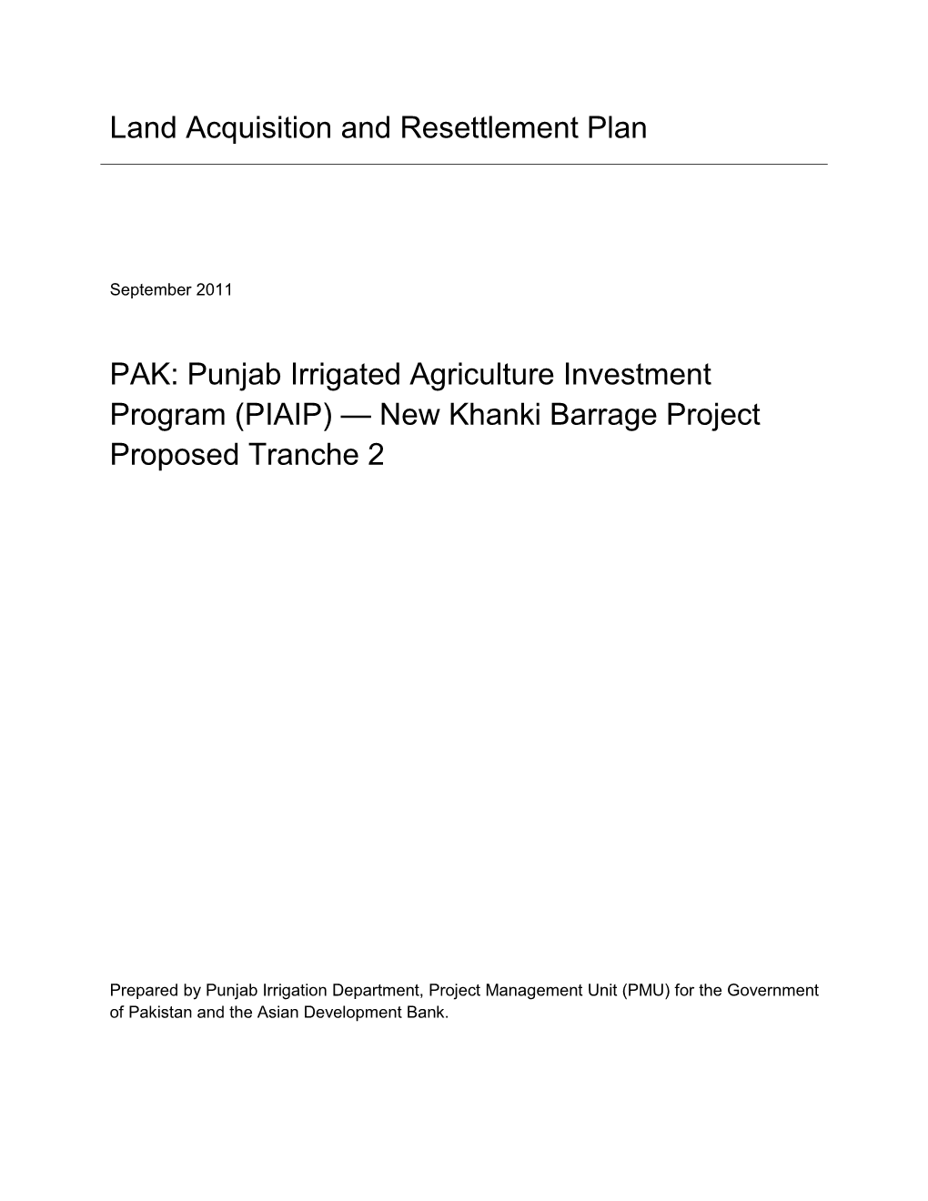 (PIAIP) — New Khanki Barrage Project Proposed Tranche 2