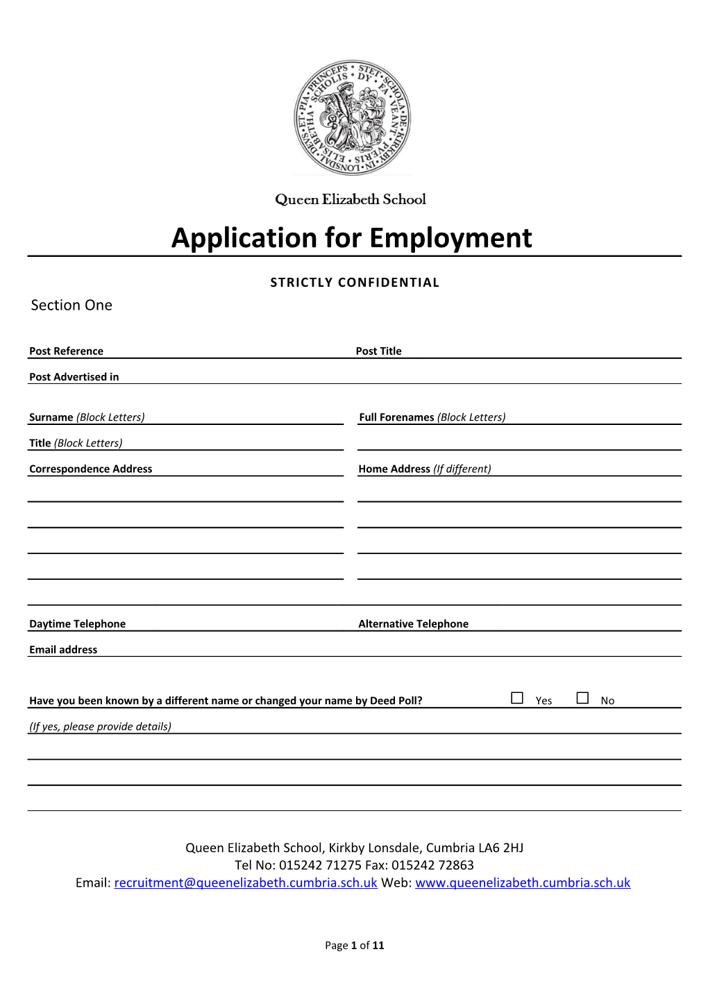 Word Version Electronic Job Application Form