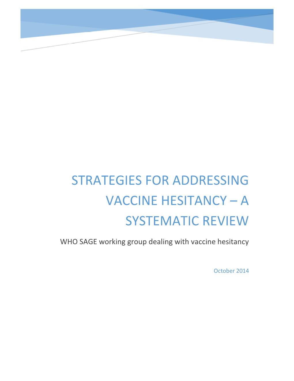 WHO Systematic Review- Strategies for Addressing Vaccine Hesitancy