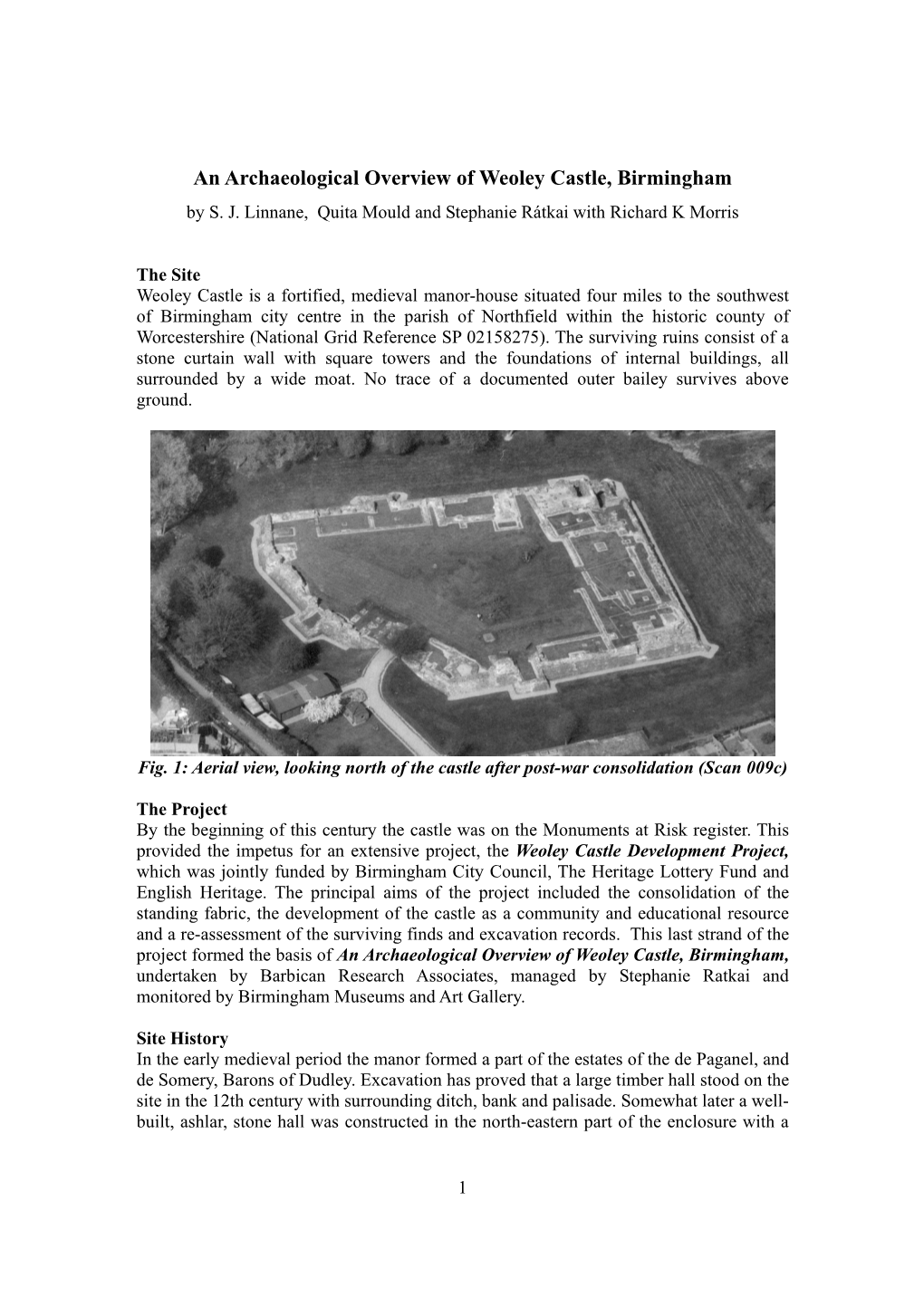 An Archaeological Overview of Weoley Castle, Birmingham by S