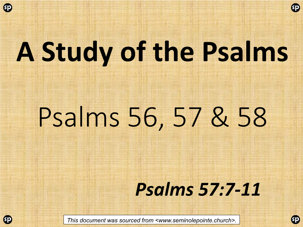 A Study of the Psalms Psalm 1