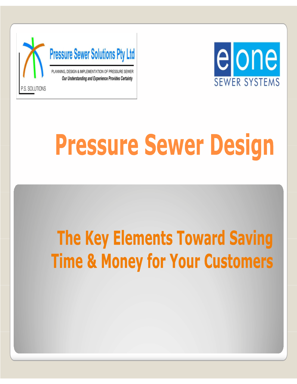 Pressure Sewer Design