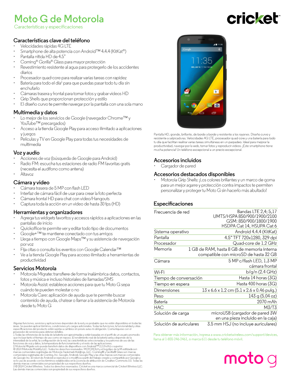 Moto G De Motorola Características Y Especi Caciones