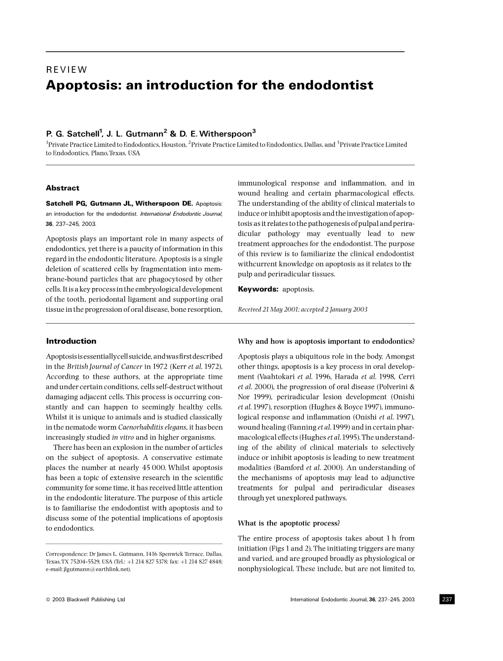 Apoptosis: an Introduction for the Endodontist