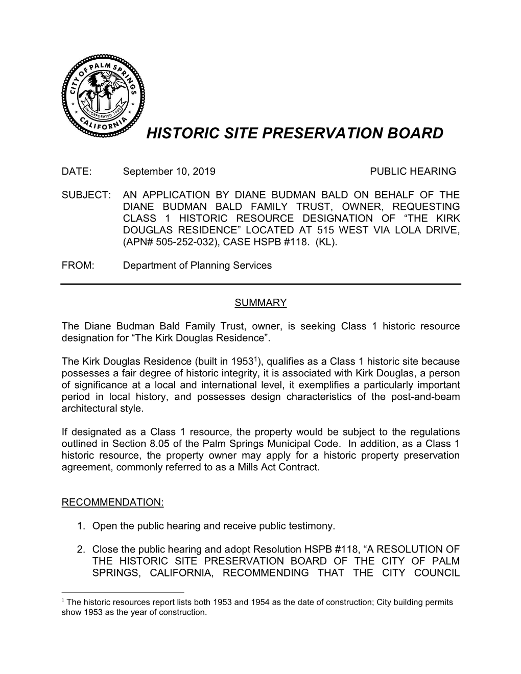 Historic Site Preservation Board